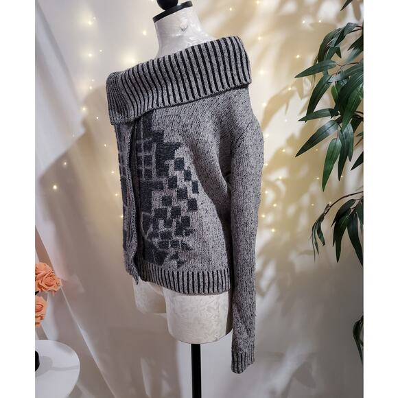 AX Armani Exchange Womens Wool Blend Button Cowl Aztec Cardigan Sweater Size XS - Picture 4 of 9